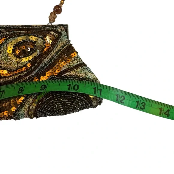 Elegant Sequin Clutch with Beaded Handle - Picture 7 of 8